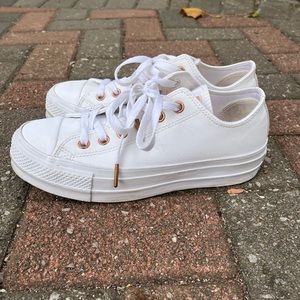 Platform Converse White with Rose Gold Size 8